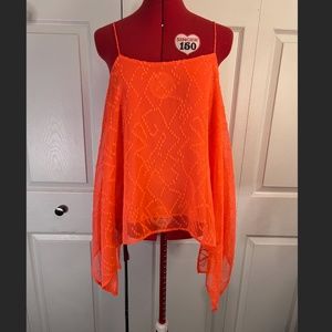 Vince Camuto Spaghetti Strap Tank Bright Neon Orange M